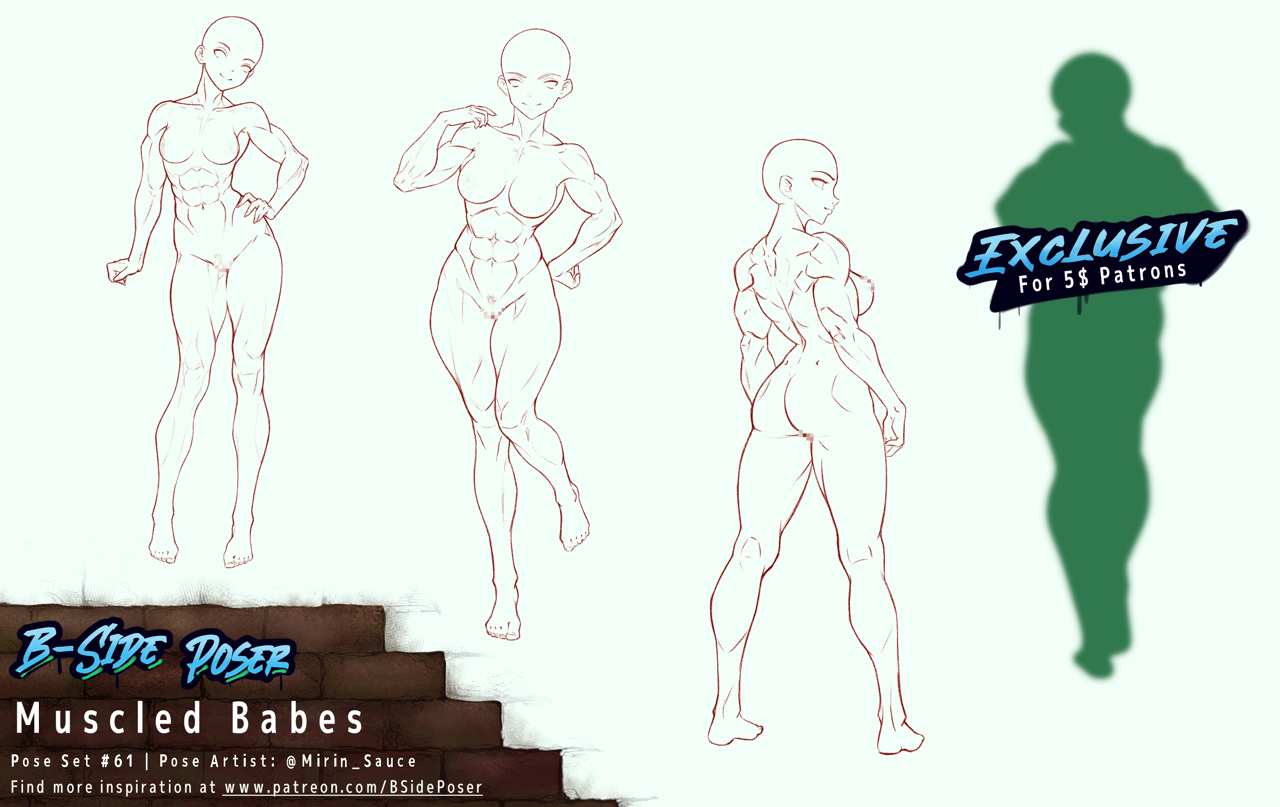 Pose Set 61 – Muscled Babes